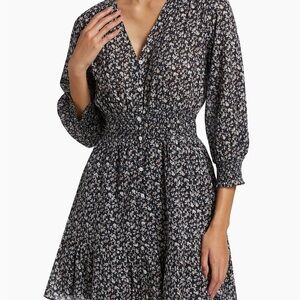 Veronica Beard Katari Floral Cotton long sleeve Minidress 12